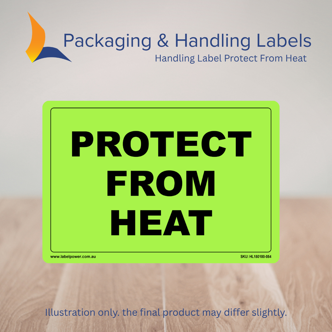 150mm x 100mm Protect From Heat Labels – 500 Per Roll (Multiple Colours)
