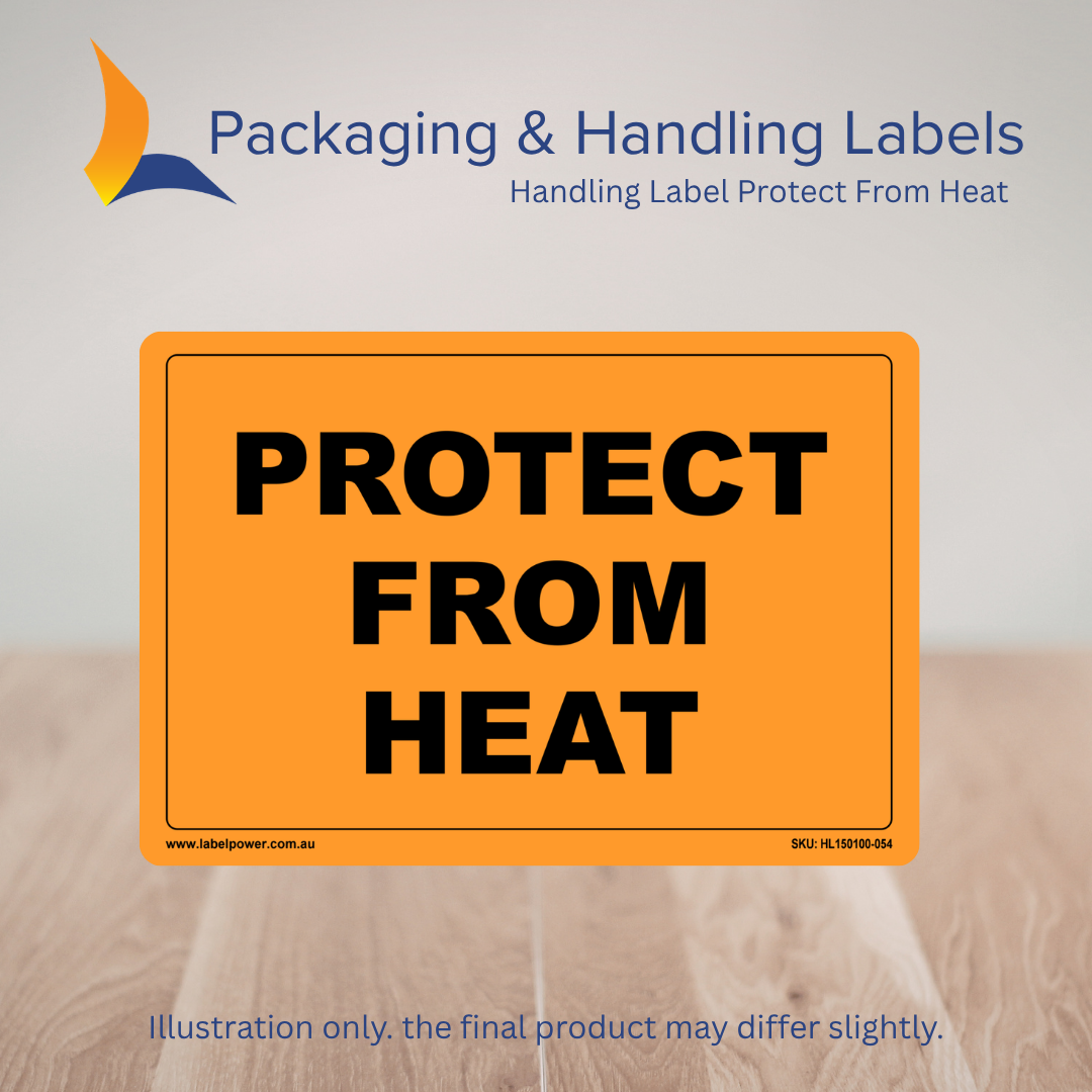 150mm x 100mm Protect From Heat Labels – 500 Per Roll (Multiple Colours)