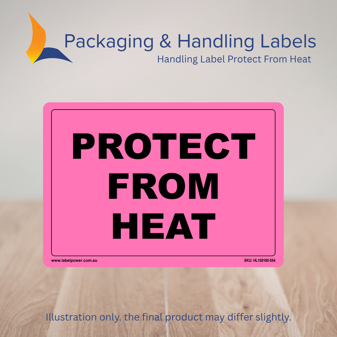 150mm x 100mm Protect From Heat Labels – 500 Per Roll (Multiple Colours)