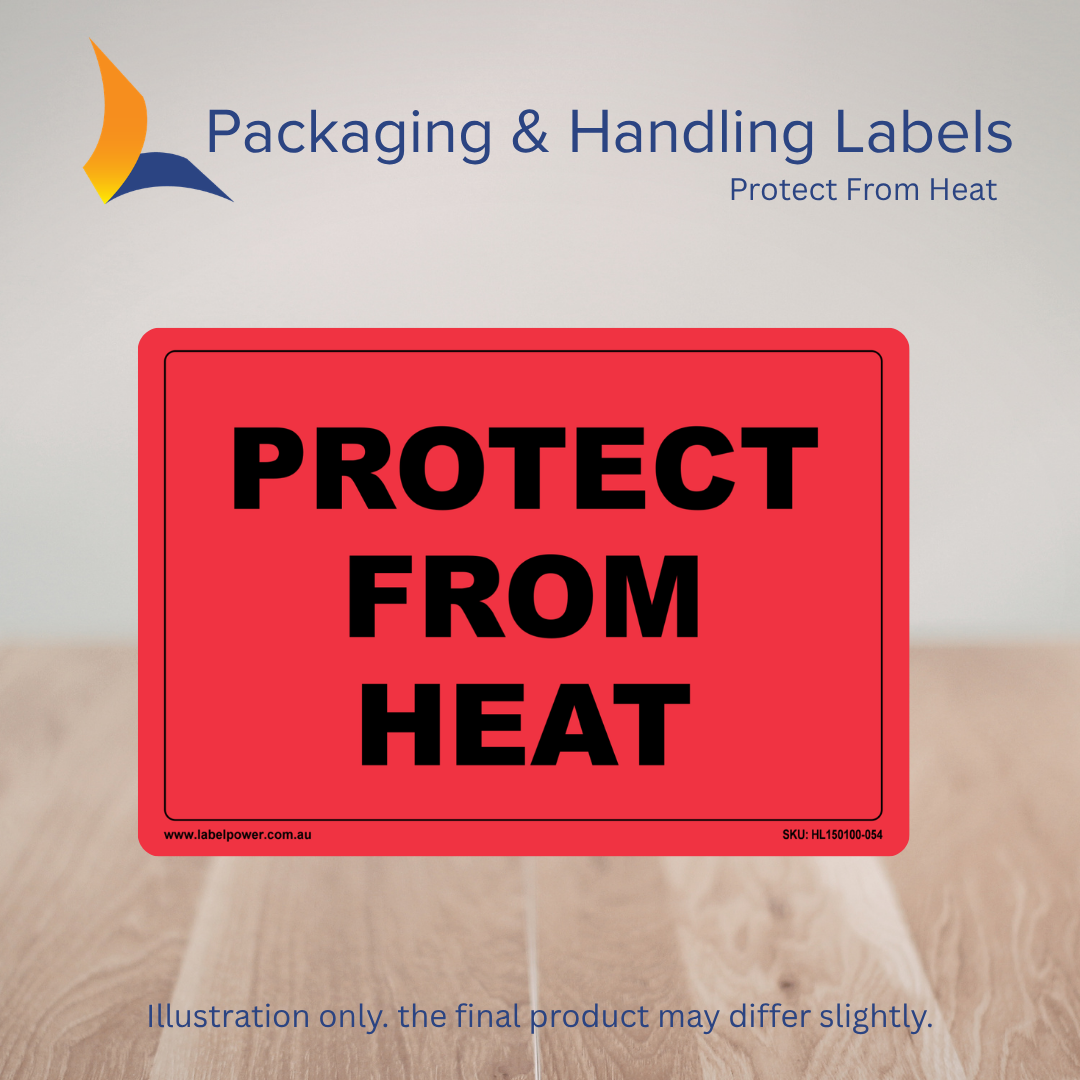 150mm x 100mm Protect From Heat Labels – 500 Per Roll (Multiple Colours)