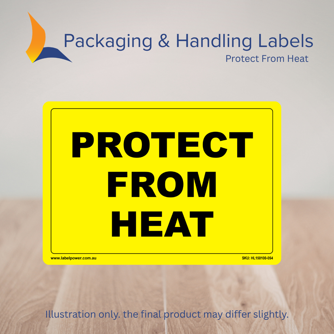 150mm x 100mm Protect From Heat Labels – 500 Per Roll (Multiple Colours)