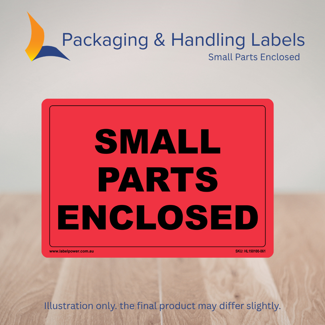 150mm x 100mm Small Parts Enclosed Labels – 500 Per Roll (Multiple Colours)