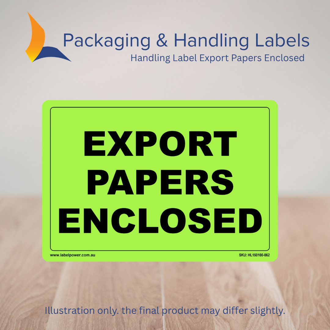 150mm x 100mm Export Papers Enclosed Labels – 500 Per Roll (Multiple Colours)