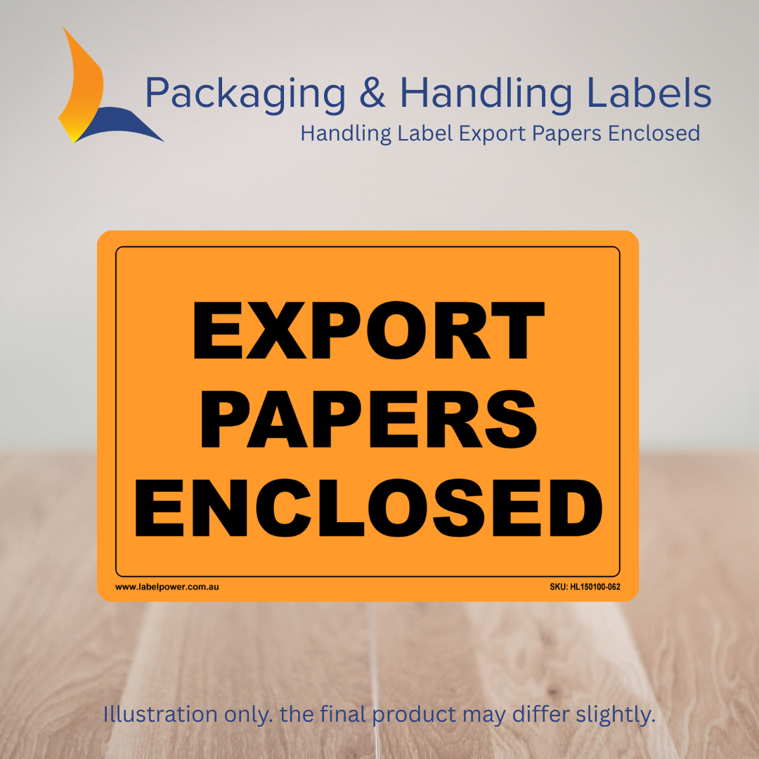 150mm x 100mm Export Papers Enclosed Labels – 500 Per Roll (Multiple Colours)