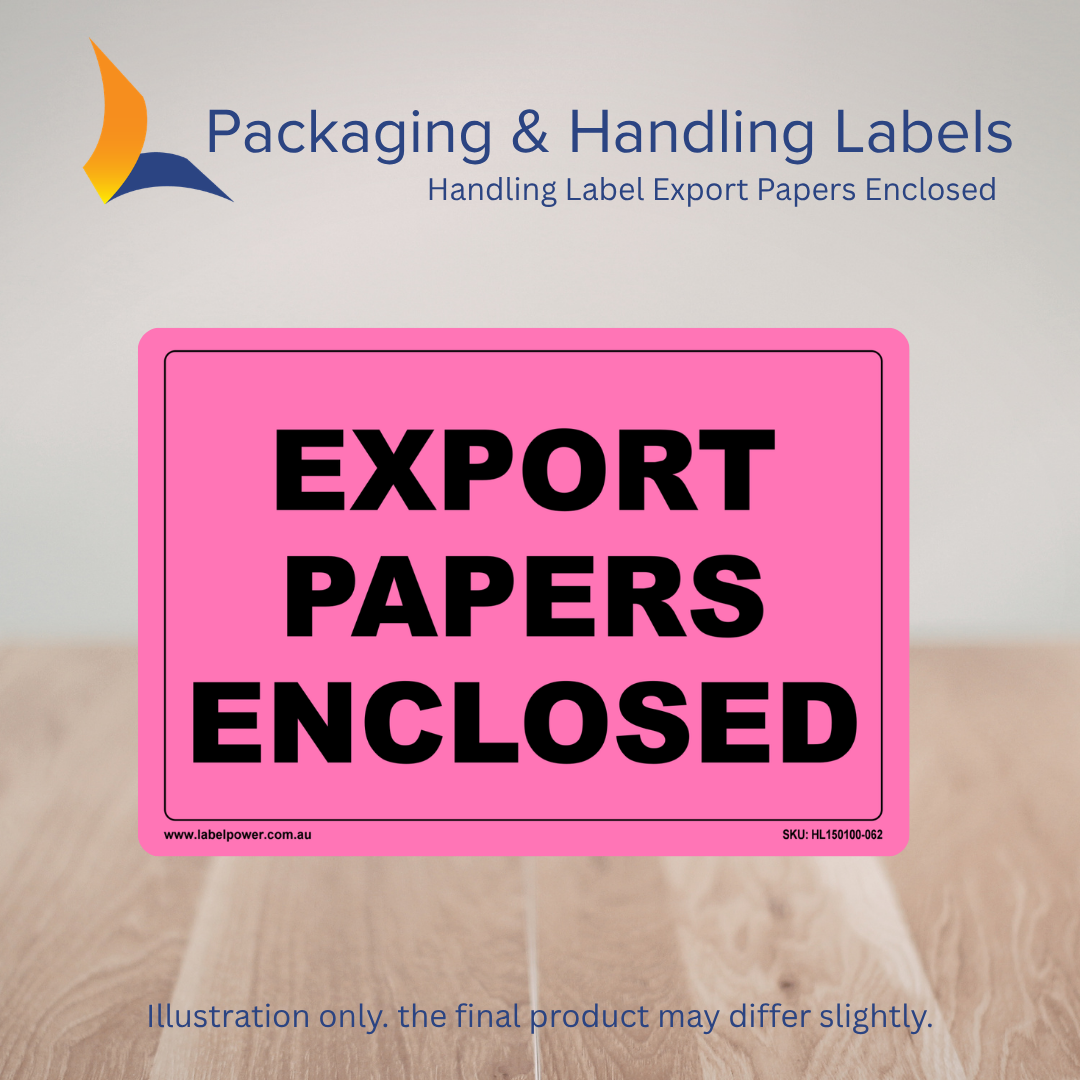 150mm x 100mm Export Papers Enclosed Labels – 500 Per Roll (Multiple Colours)