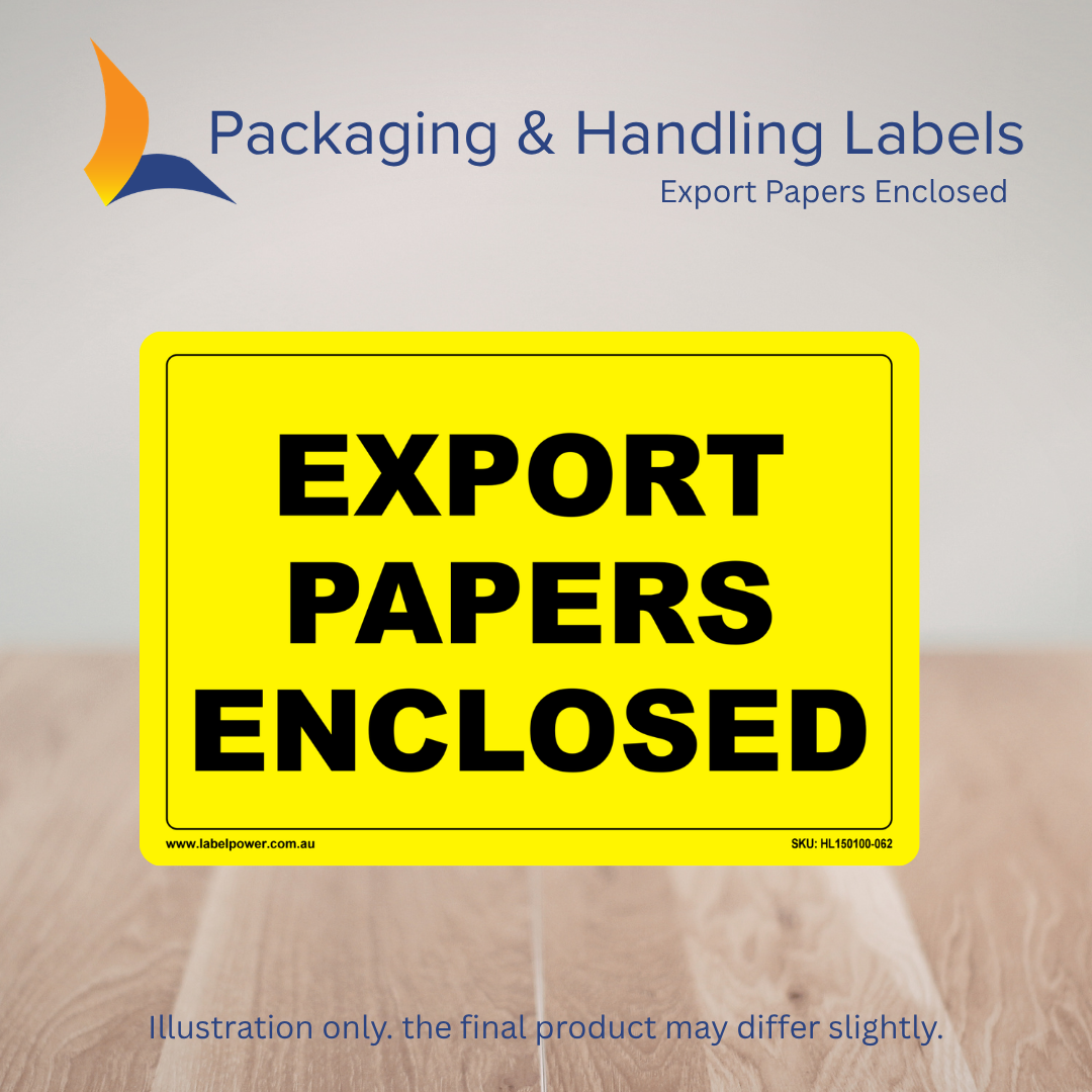 150mm x 100mm Export Papers Enclosed Labels – 500 Per Roll (Multiple Colours)