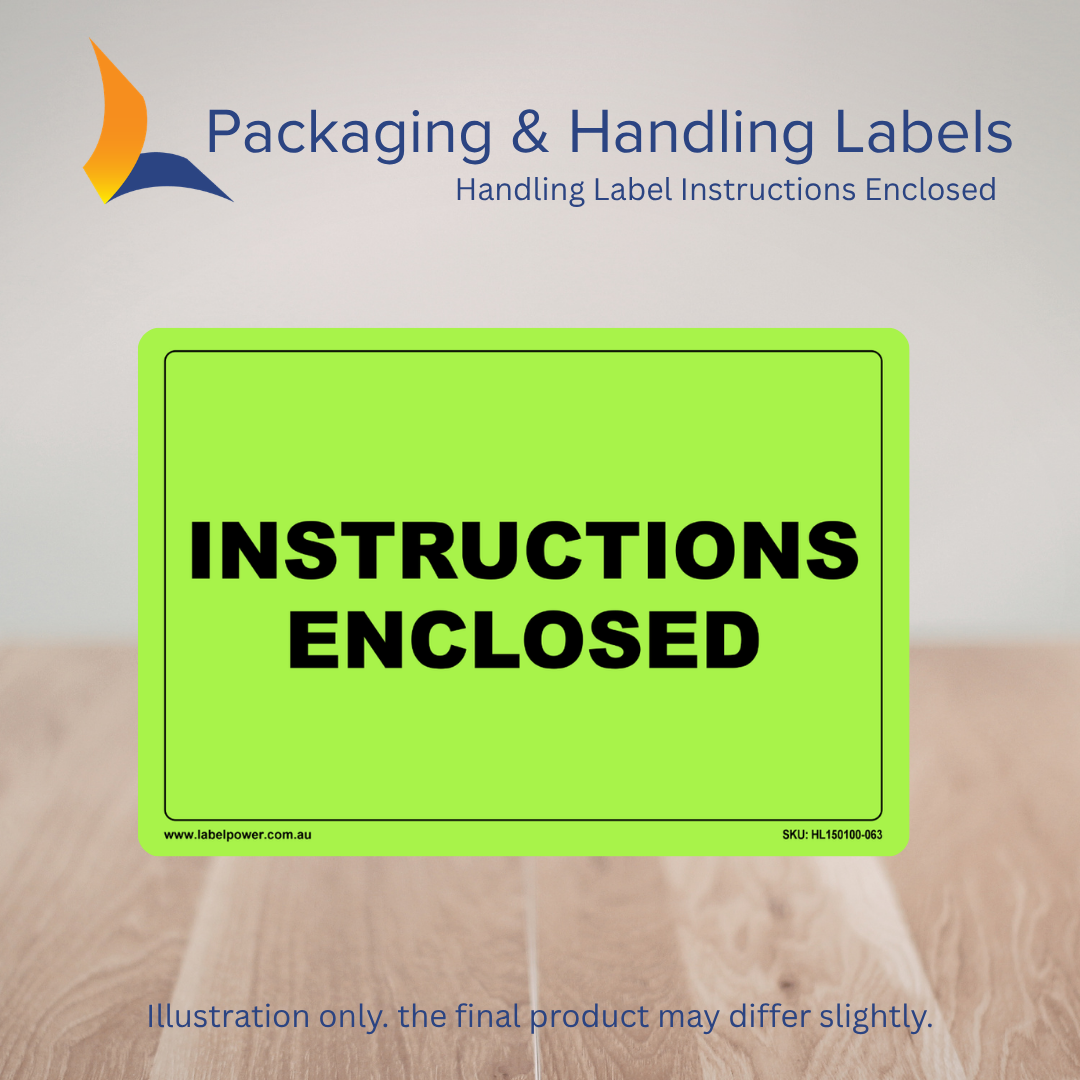 150mm x 100mm Instructions Enclosed Labels – 500 Per Roll (Multiple Colours)