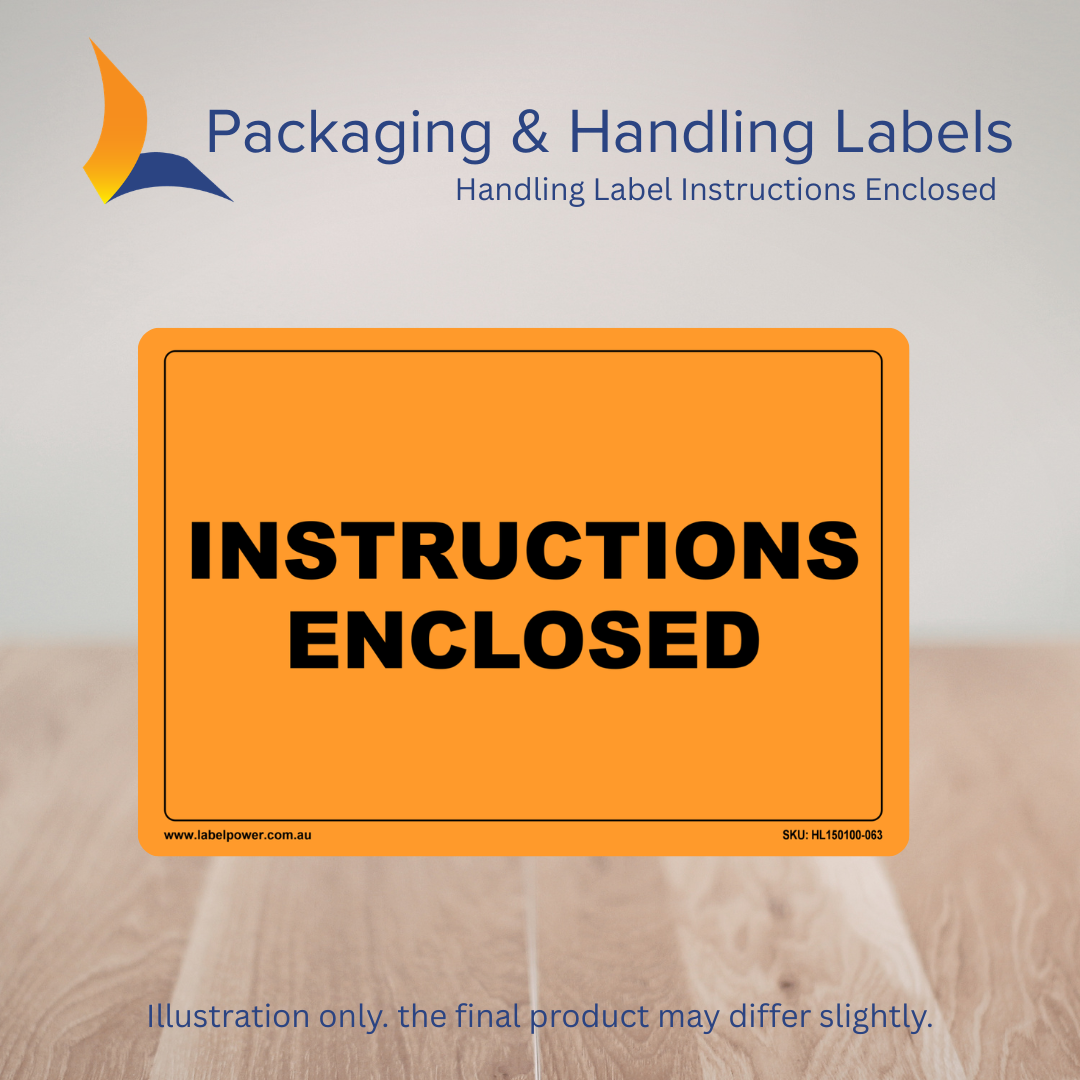 150mm x 100mm Instructions Enclosed Labels – 500 Per Roll (Multiple Colours)