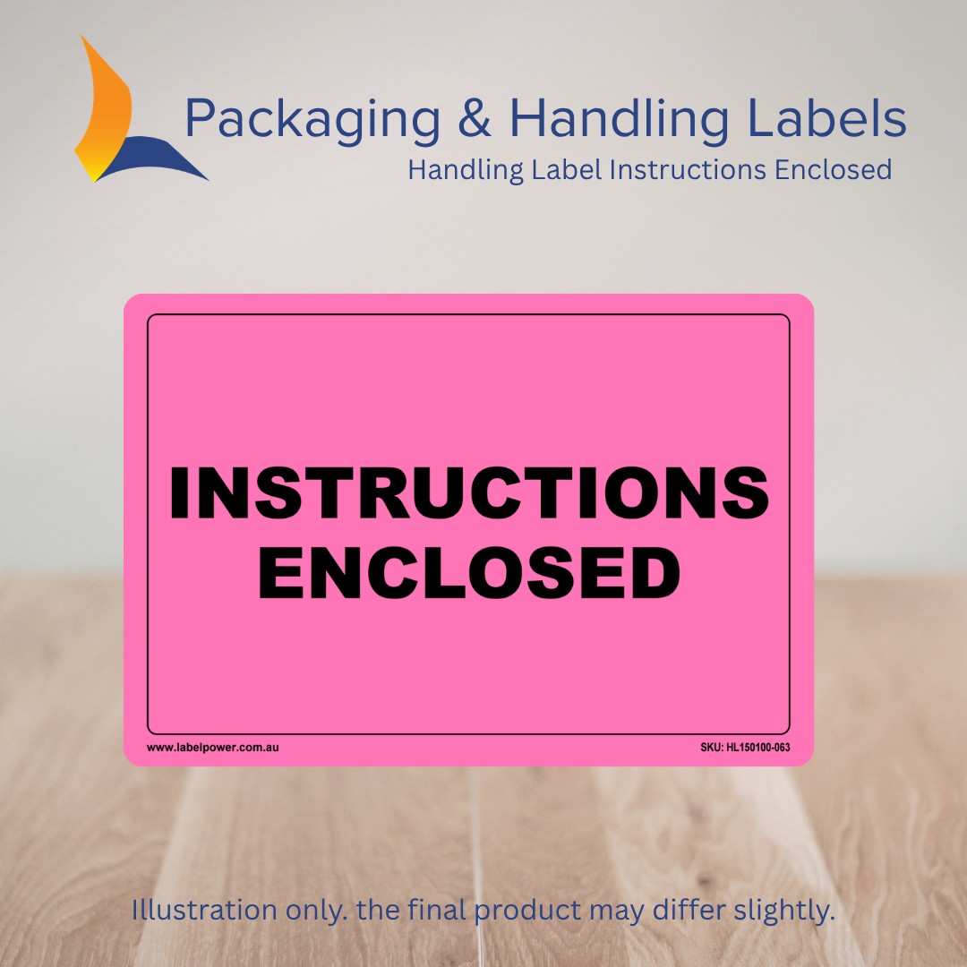 150mm x 100mm Instructions Enclosed Labels – 500 Per Roll (Multiple Colours)