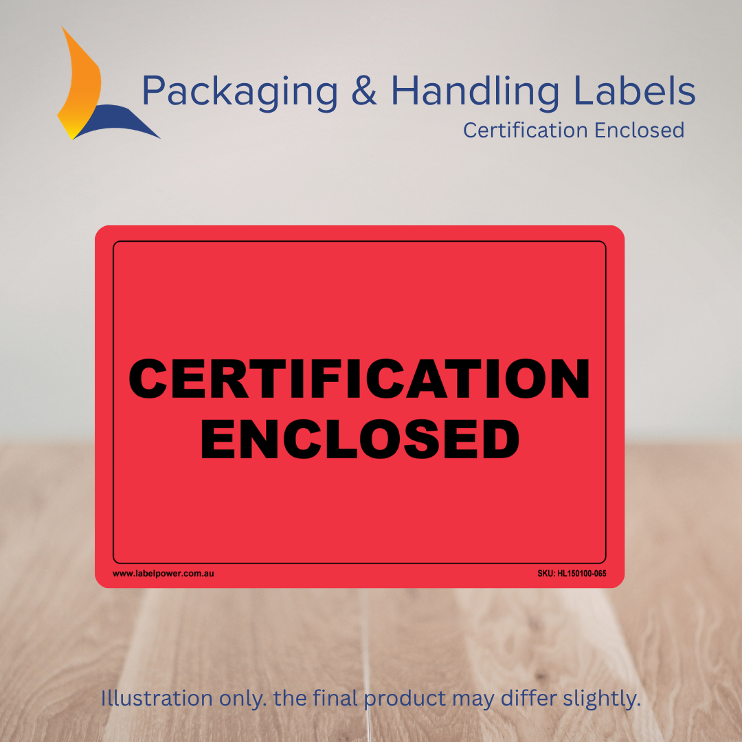 150mm x 100mm Certification Enclosed Labels – 500 Per Roll (Multiple Colours)
