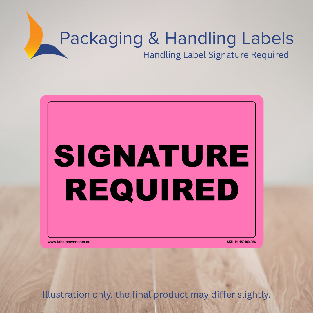150mm x 100mm Signature Required Labels – 500 Per Roll (Multiple Colours)