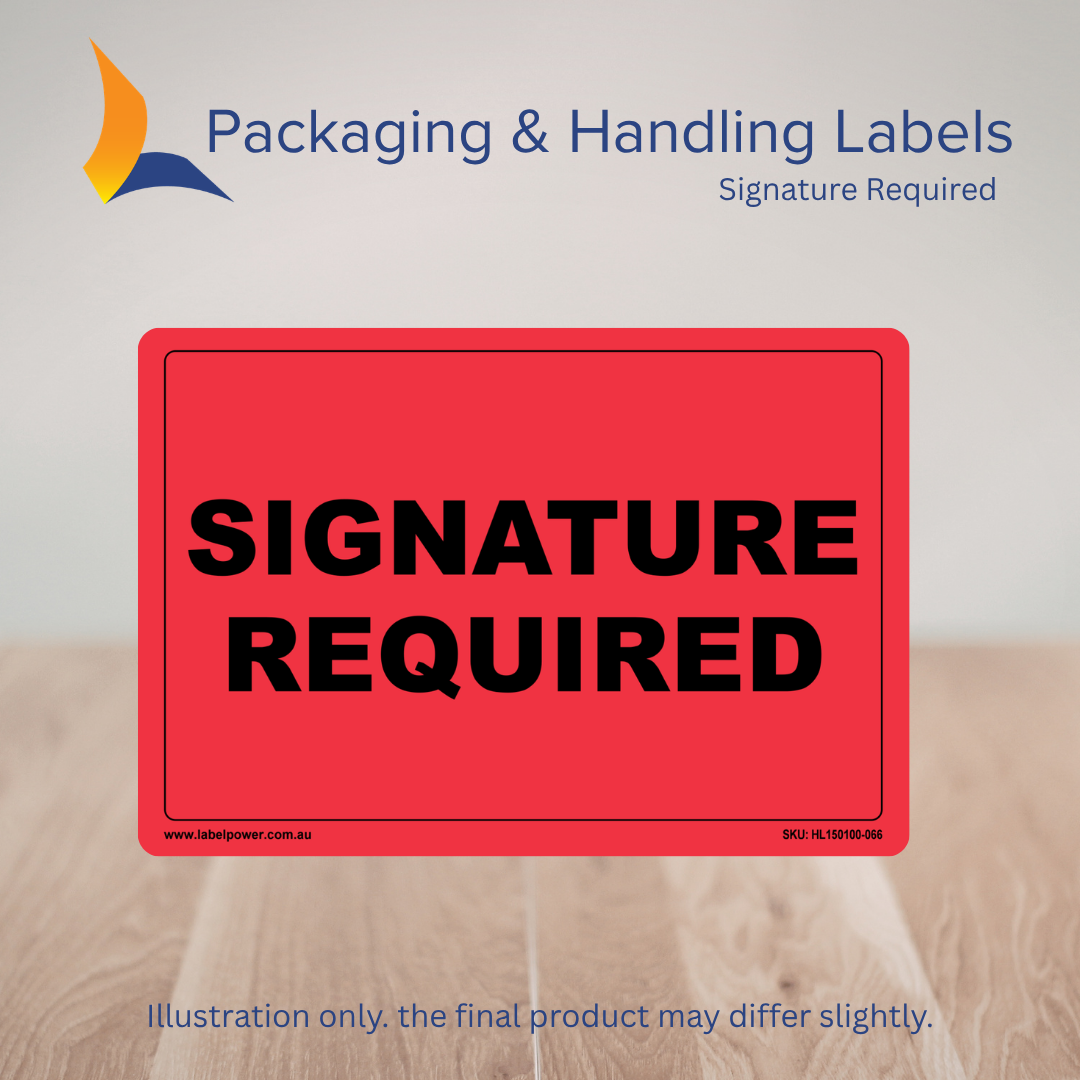 150mm x 100mm Signature Required Labels – 500 Per Roll (Multiple Colours)