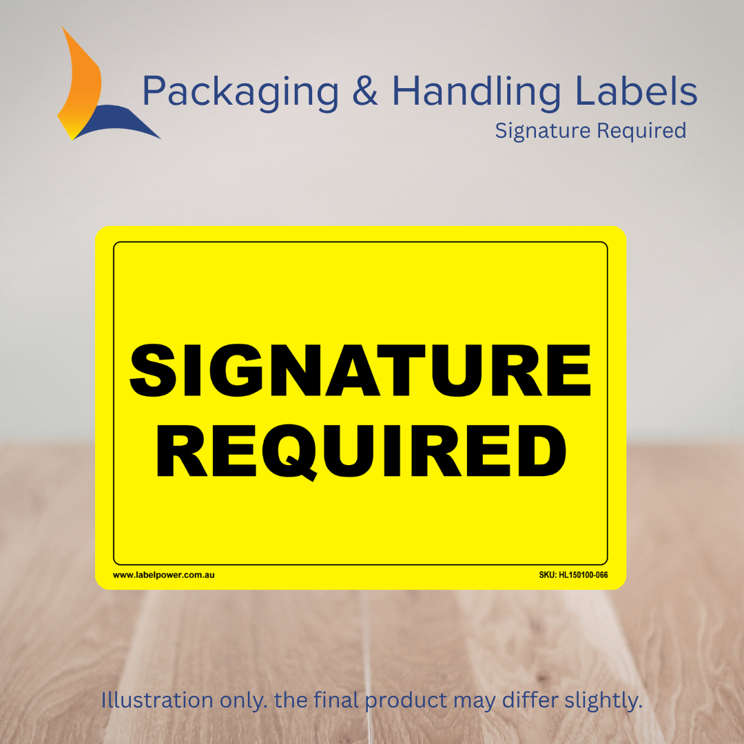 150mm x 100mm Signature Required Labels – 500 Per Roll (Multiple Colours)