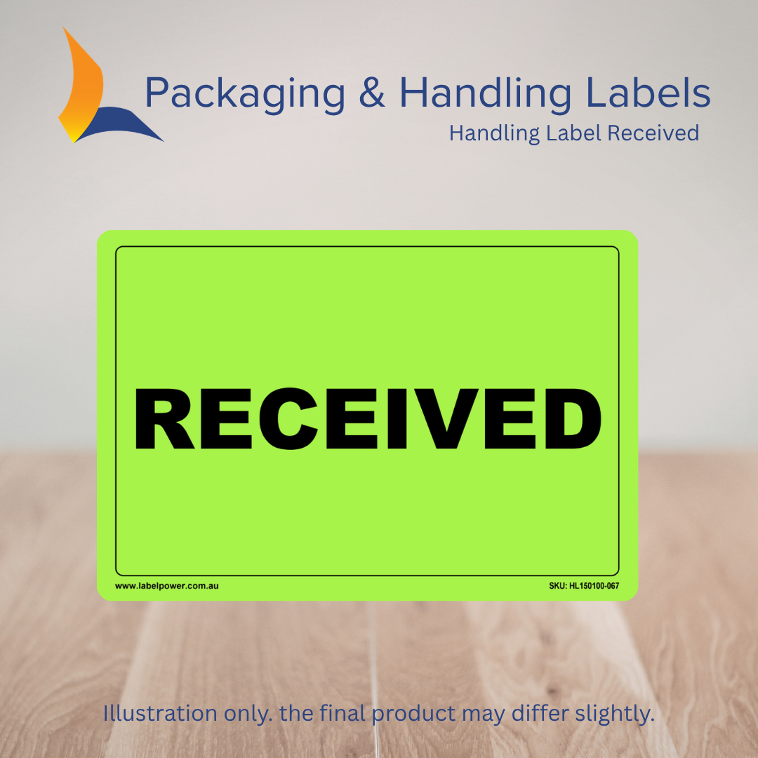 150mm x 100mm Received Labels – 500 Per Roll (Multiple Colours)