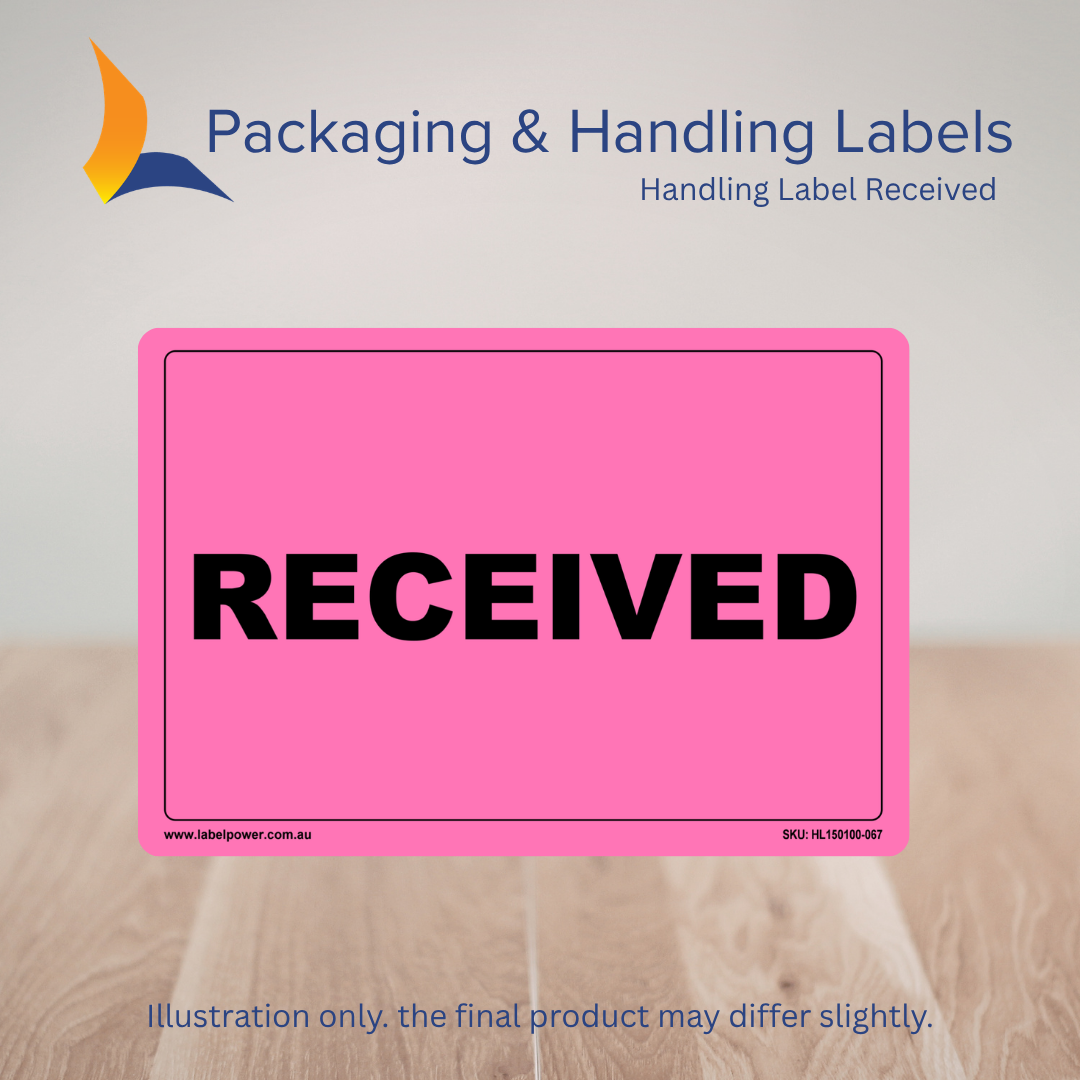 150mm x 100mm Received Labels – 500 Per Roll (Multiple Colours)