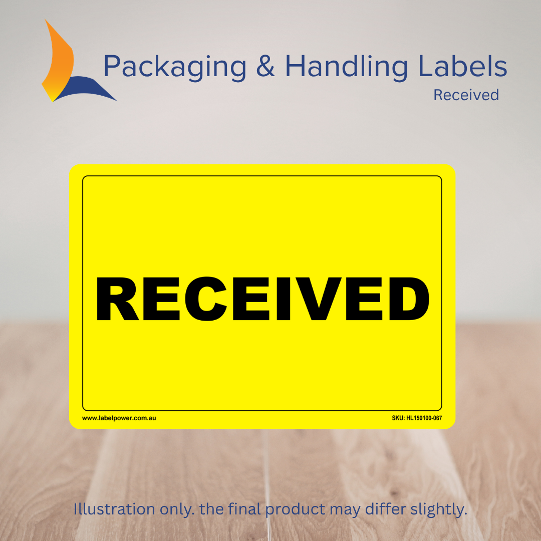 150mm x 100mm Received Labels – 500 Per Roll (Multiple Colours)