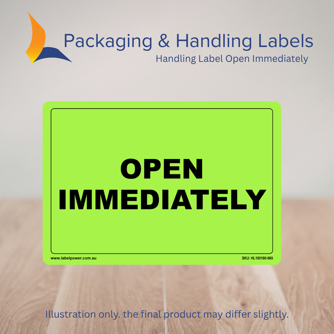 150mm x 100mm Open Immediately Labels – 500 Per Roll (Multiple Colours)