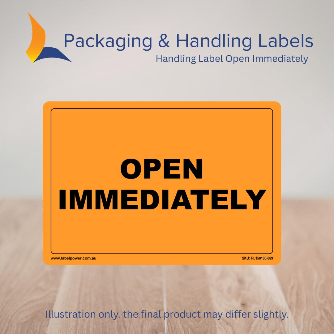 150mm x 100mm Open Immediately Labels – 500 Per Roll (Multiple Colours)