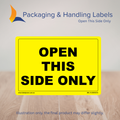 150mm x 100mm Open This Side Only Labels – 500 Per Roll (Multiple Colours)