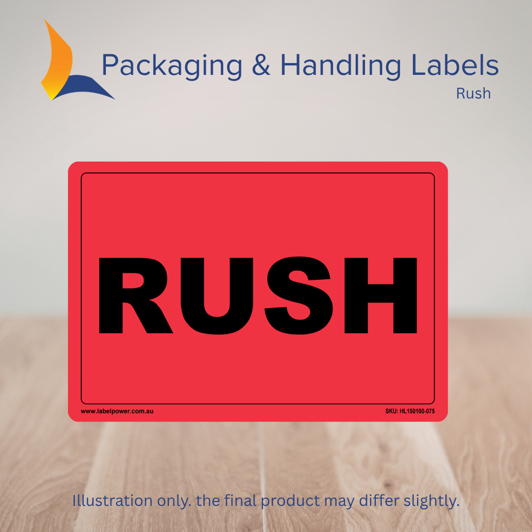 150mm x 100mm Rush Labels – 500 Per Roll (Multiple Colours)