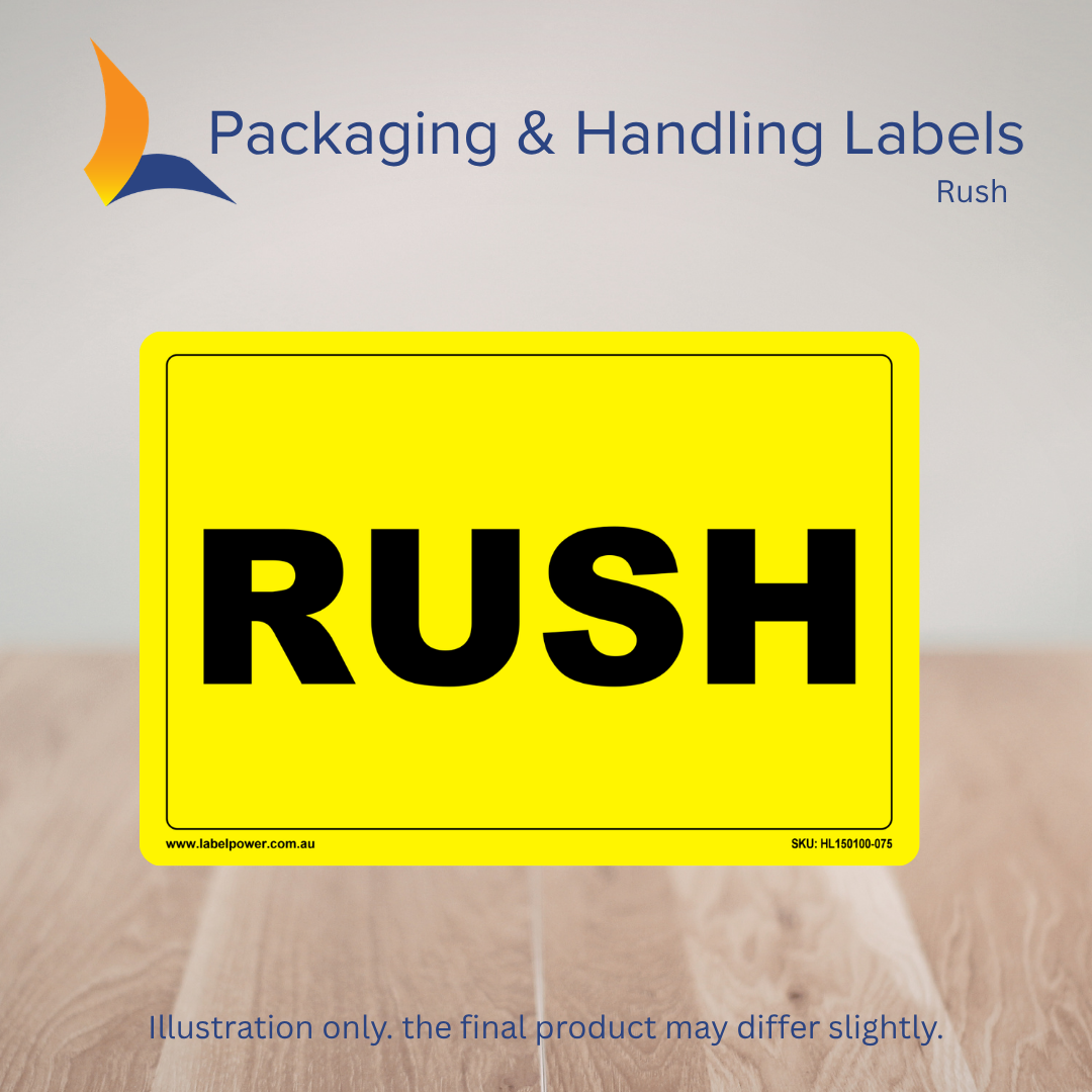 150mm x 100mm Rush Labels – 500 Per Roll (Multiple Colours)
