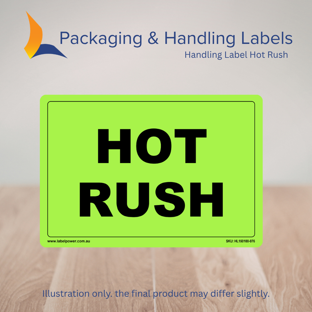 150mm x 100mm Hot Rush Labels – 500 Per Roll (Multiple Colours)