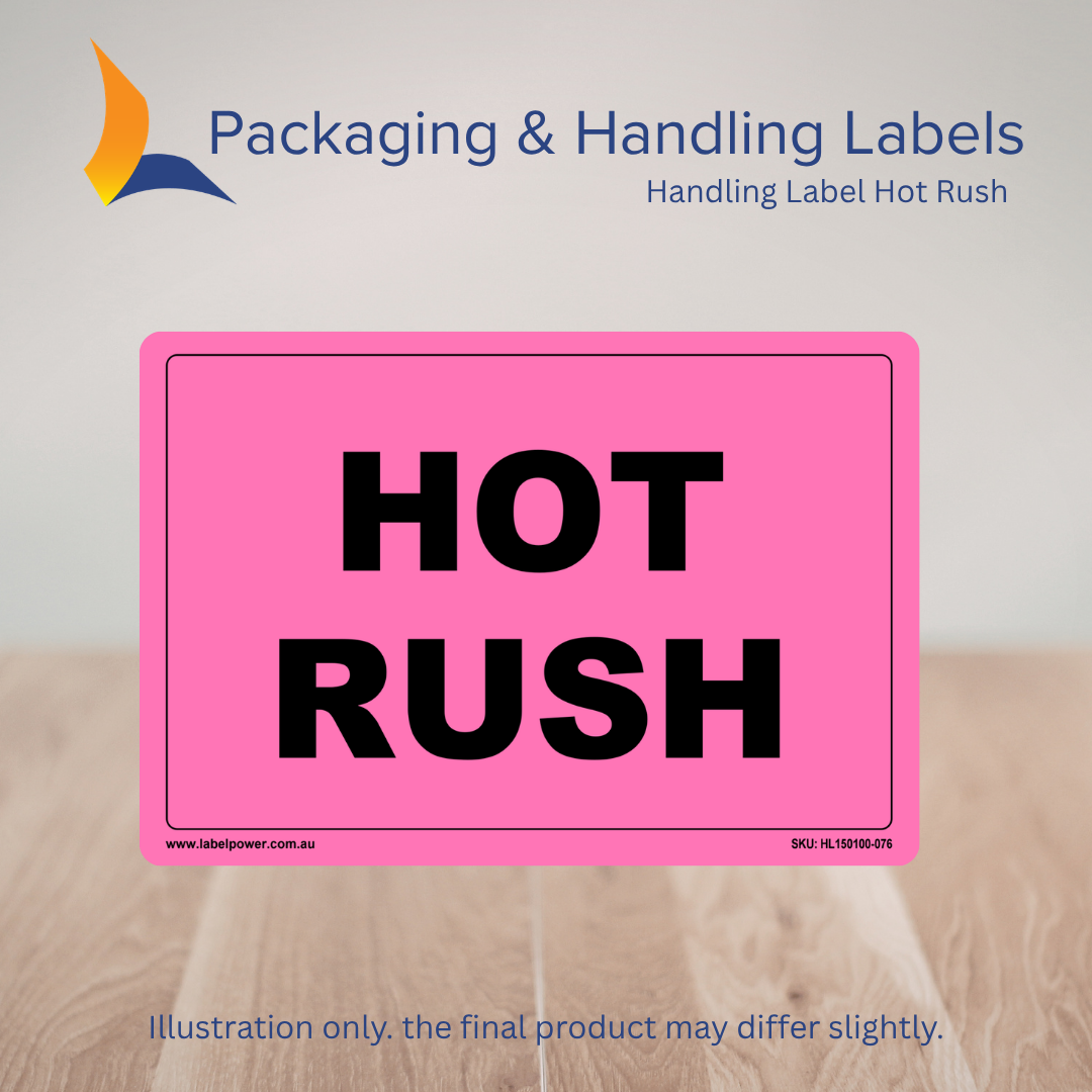 150mm x 100mm Hot Rush Labels – 500 Per Roll (Multiple Colours)
