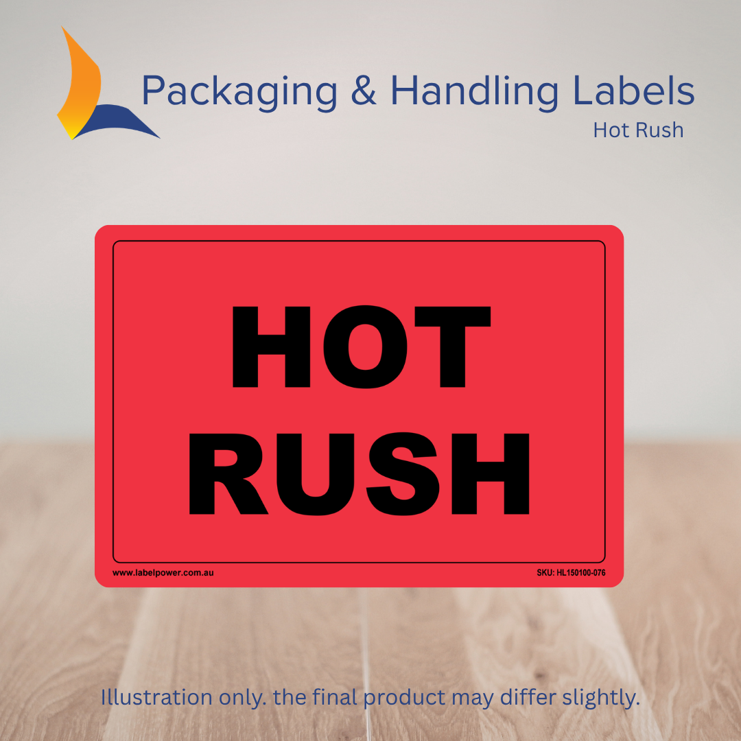 150mm x 100mm Hot Rush Labels – 500 Per Roll (Multiple Colours)