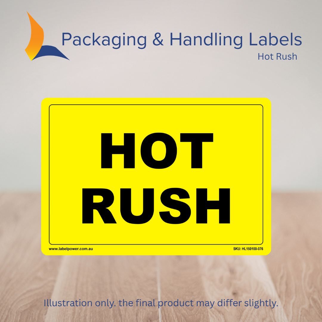 150mm x 100mm Hot Rush Labels – 500 Per Roll (Multiple Colours)