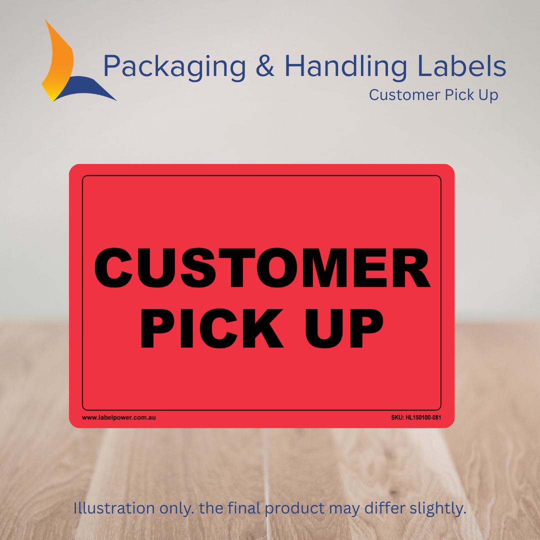 150mm x 100mm Customer Pick Up Labels – 500 Per Roll (Multiple Colours)