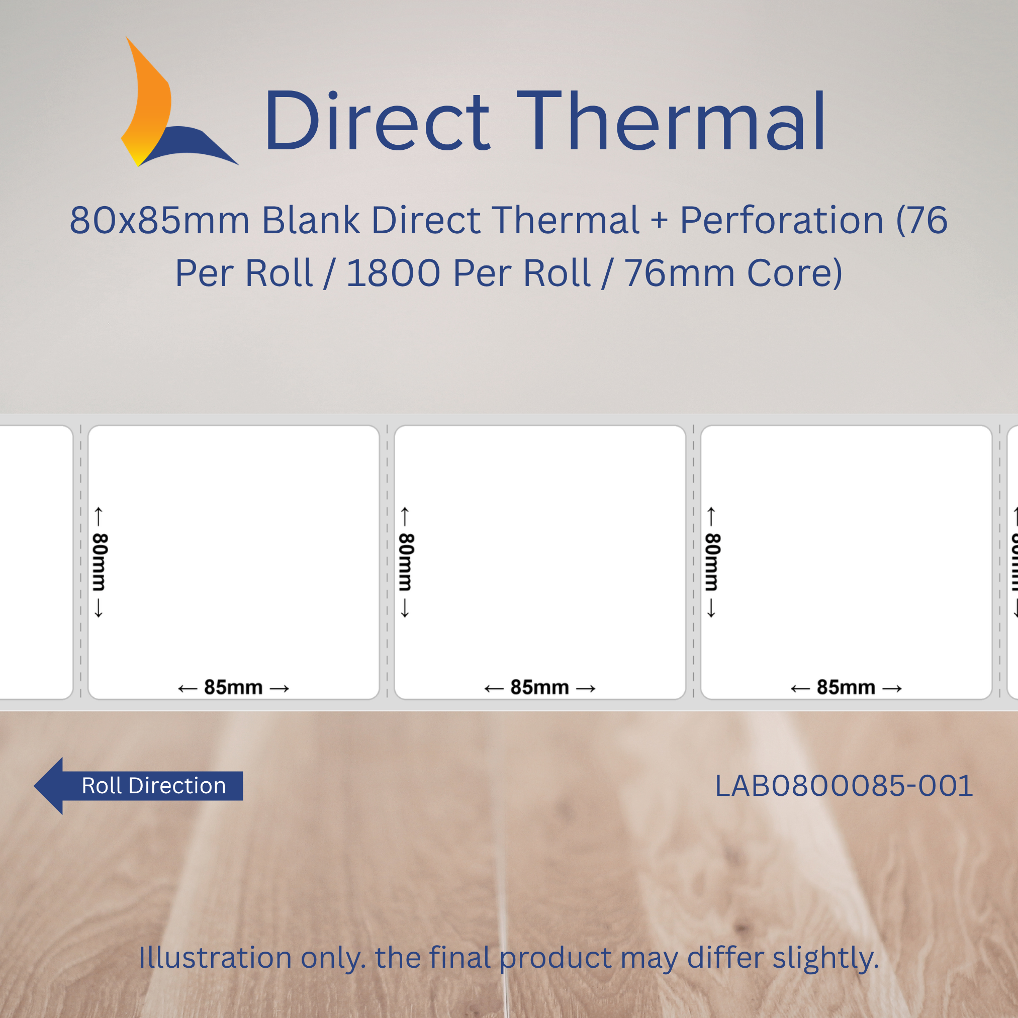 80mm x 85mm Direct Thermal Labels