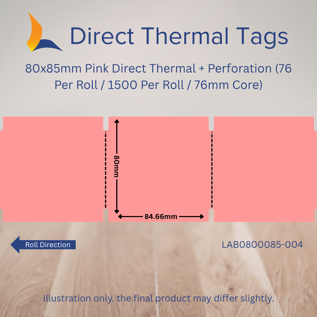 80mm x 85mm Direct Thermal Tags