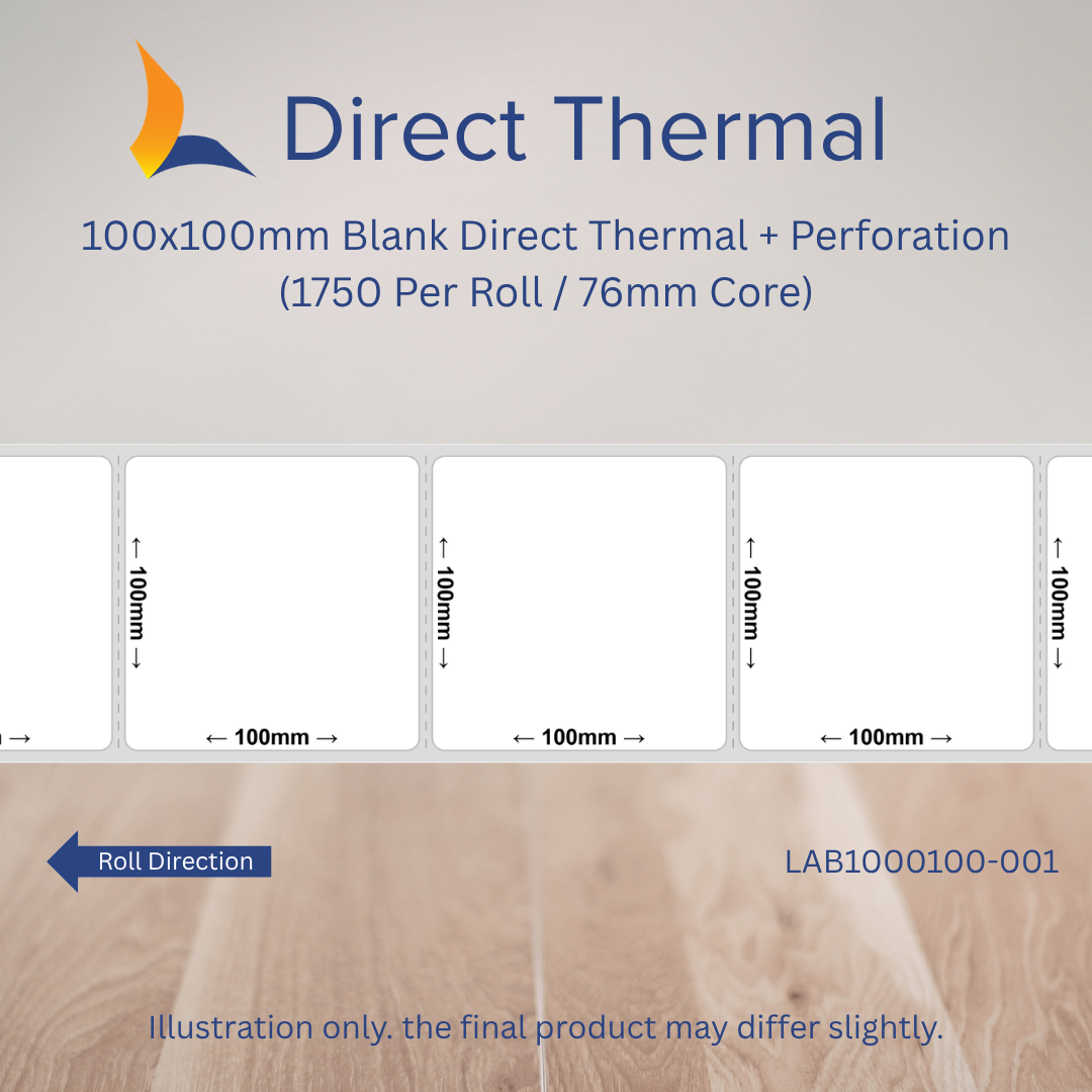 100mm x 100mm Direct Thermal Labels