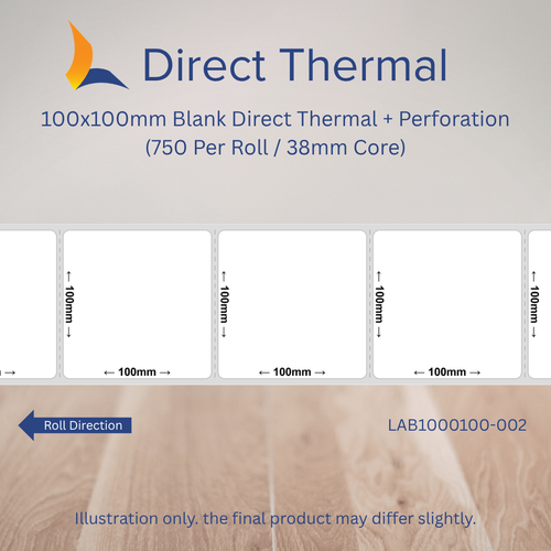 100mm x 100mm Direct Thermal Labels