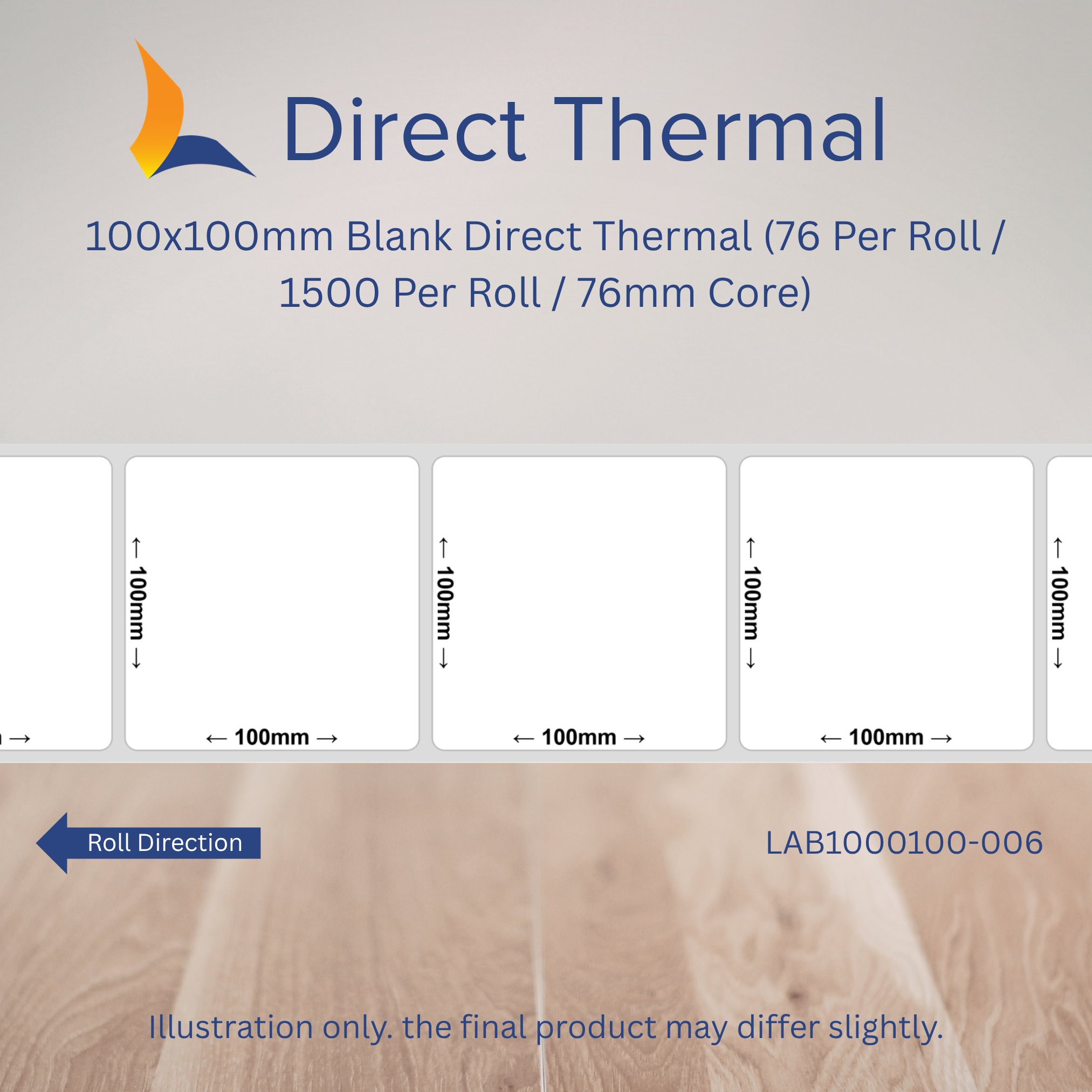 100mm x 100mm Direct Thermal Labels