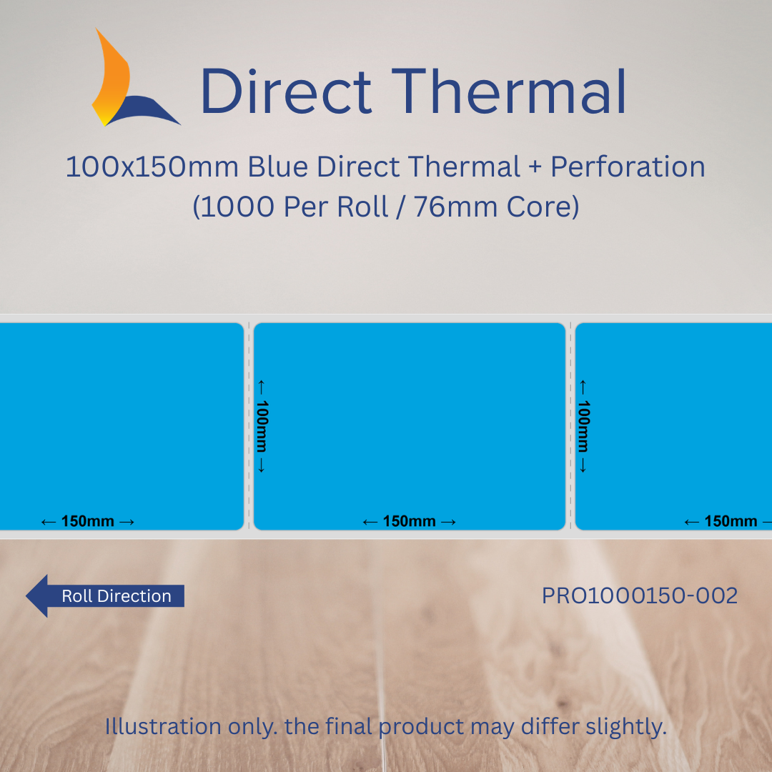 100mm x 150mm Direct Thermal Labels (Multiple Colours)