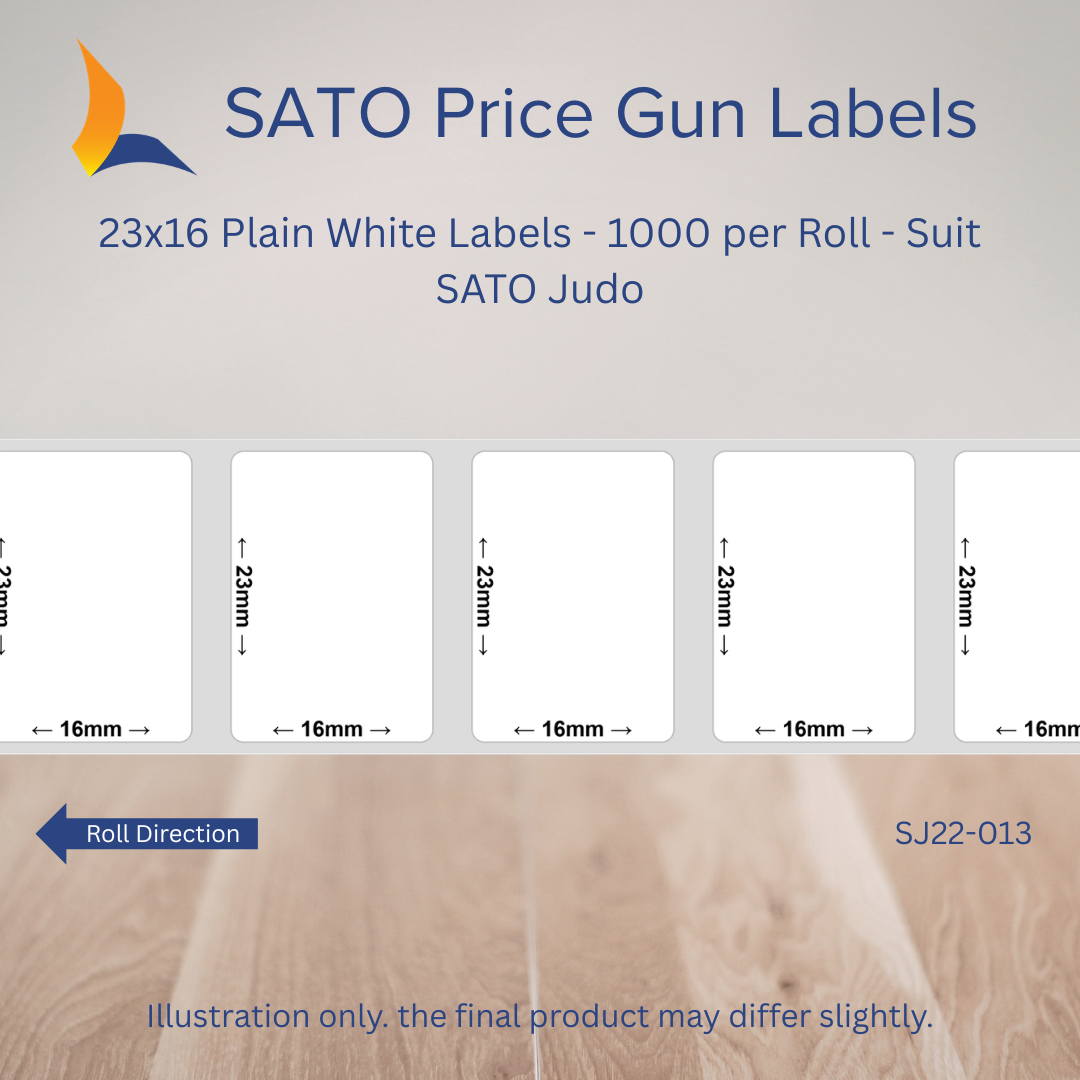 23x16 Plain White Labels - 1000 per Roll - Suit SATO Judo