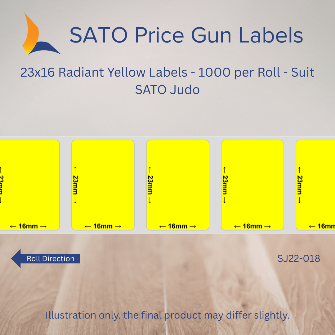 23x16 Radiant Yellow Labels - 1000 per Roll - Suit SATO Judo