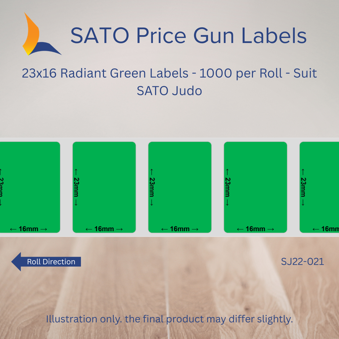 23x16 Radiant Green Labels - 1000 per Roll - Suit SATO Judo