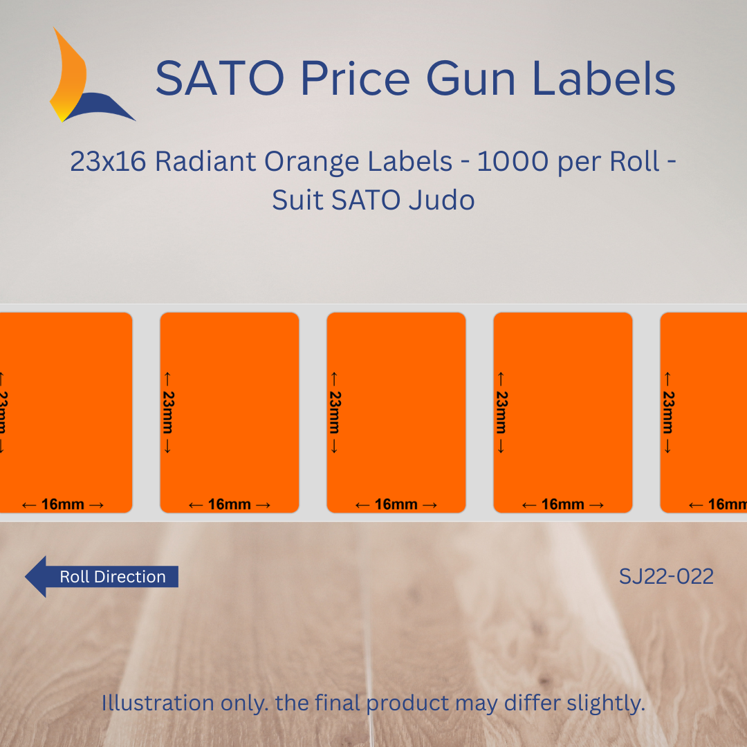 23x16 Radiant Orange Labels - 1000 per Roll - Suit SATO Judo