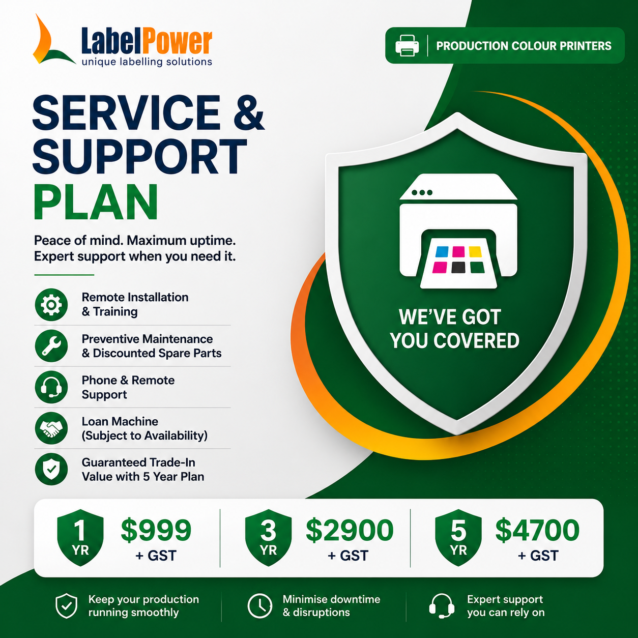 Label Power Production Colour Printer Service & Support Plan