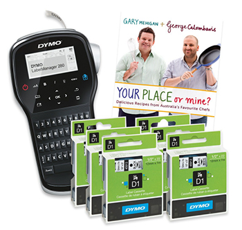 6 x Dymo D1 Label cassettes + FREE Label Manager 280P and Bonus Cook Book - Label Power Australia