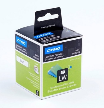 Dymo suspension file labels white paper - 12x50 mm - Label Power Australia