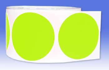 Fluorescent Green Permanent Labels 50mm diameter