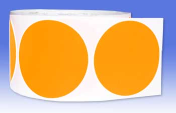 Fluorescent Orange Permanent Labels 50mm dia