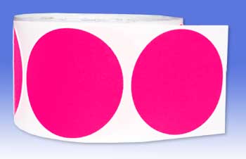 Fluorescent Pink Permanent Labels 50mm dia