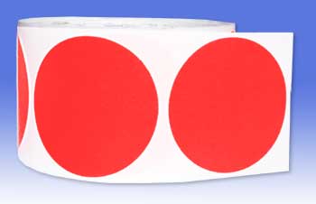 Fluorescent Red Permanent Labels 50mm dia