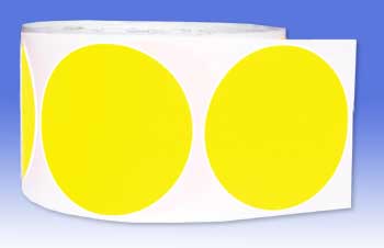 Fluorescent Yellow Permanent Labels 50mm dia