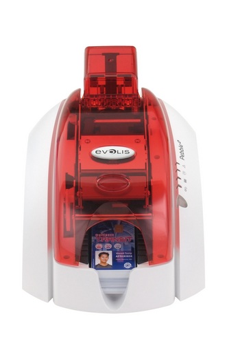 Pebble4 plastic card printer - MAG ISO USB and Ethernet (Fire Red) - Obsolete
