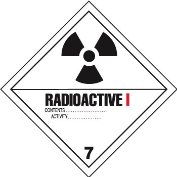 Radioactive I - Dangerous goods labels
